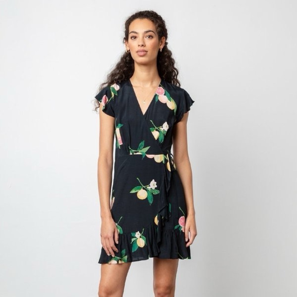 Rails black grapefruit print Koreen wrap mini dress - Large
